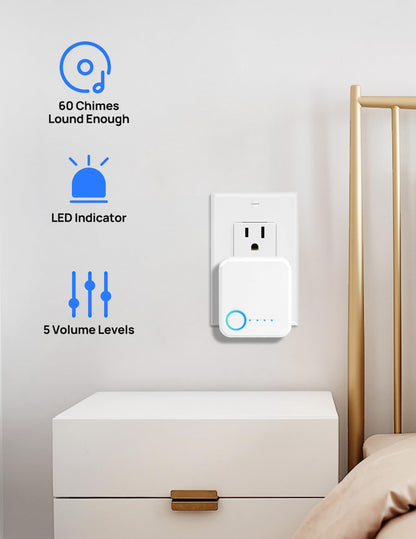 Wireless Doorbell, Waterproof Door Bell with 60 Chimes, 5 Levels Volume and LED Flash, 1000ft Long Range Classroom Doorbell for Home Office Hospital (2 Receiver & 1 Button, Black)