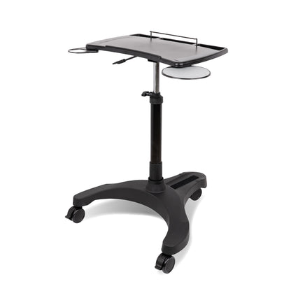 EHO Mobile Laptop Standing Desk Carts on Wheels with Stationery Storage, Pneumatic, Height Adjustable Rolling Stand, Sit to Stand Computer Cart, Workstation for Home, Office, Medical and School