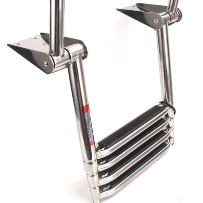Mojiate 4-Step Telescoping Boat Ladder - Foldable 316 Stainless Steel with Handrail, 900lbs Capacity for Marine, Yacht & Pool Use