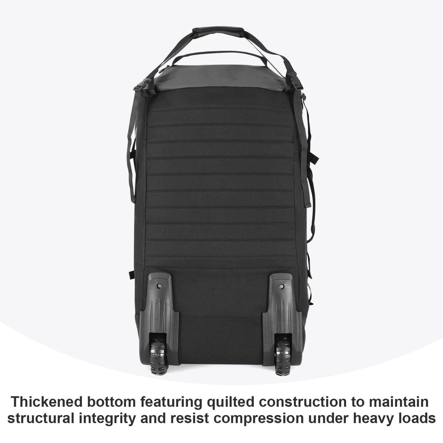 Vrtisa 85L 29“ Foldable Rolling Backpack with Wheels, Soft-side Travel Duffle Bag with Separate Shoe Compartment, Full Quilted Bottom, Grey