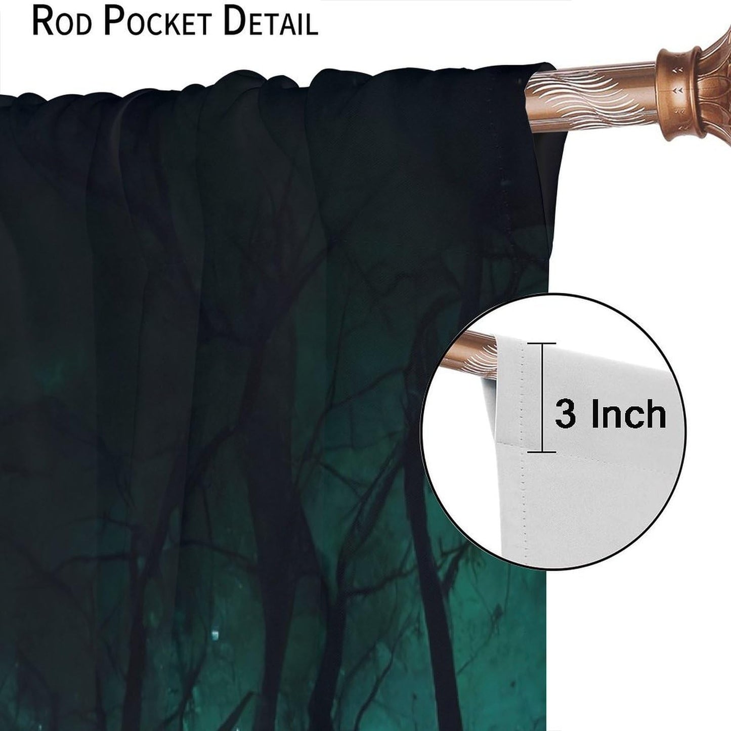 DDCBNS Dark Forest Window Curtains,Abstract Gothic Nature Woodland Nightscape Window Treatments for Bedroom Living Room Polyester Drapes 2 Panels Set,Total Size 42 x 45 Inch