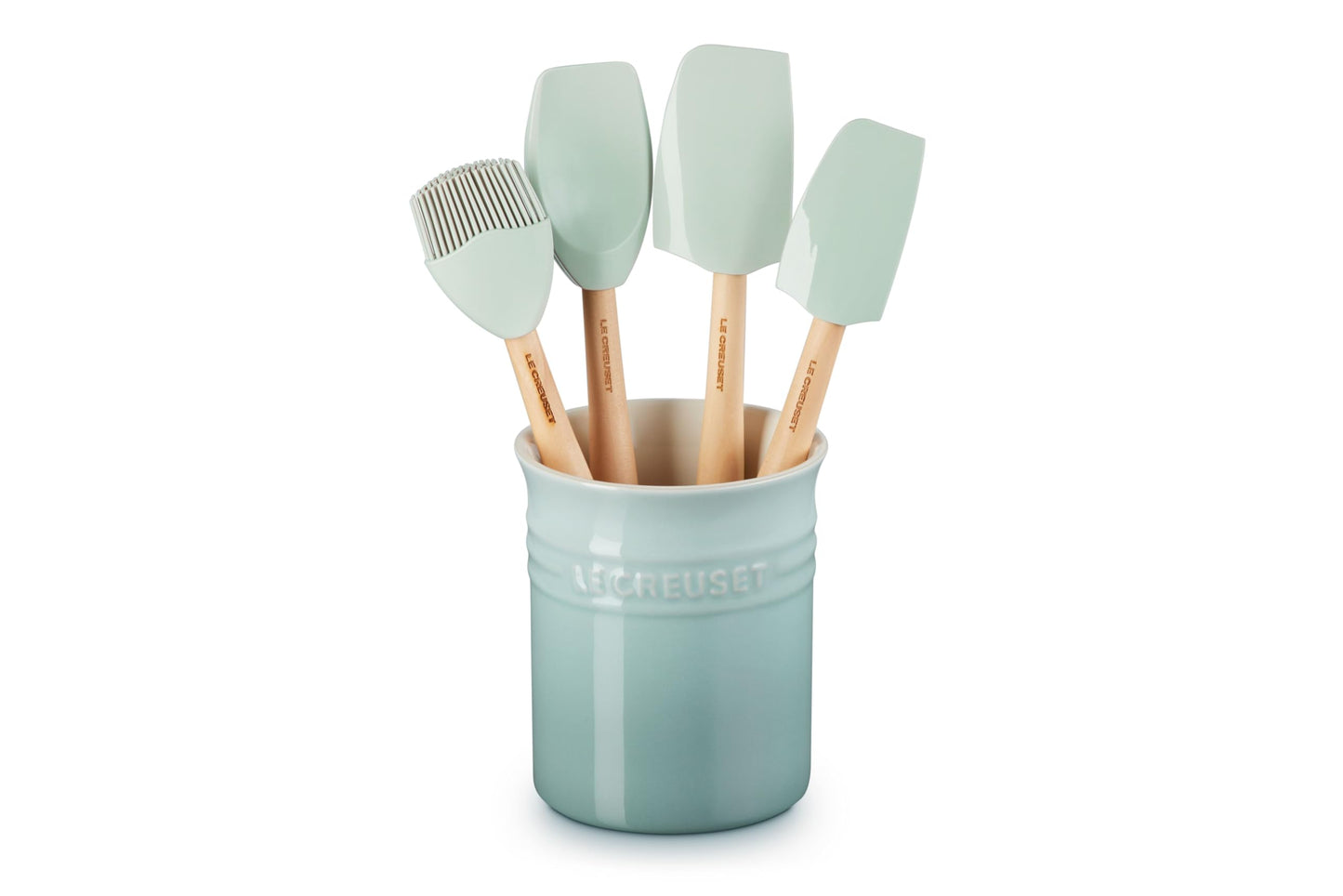 Le Creuset Silicone Craft Series Utensil Set with Stoneware Crock, 5 pc., Sea Salt