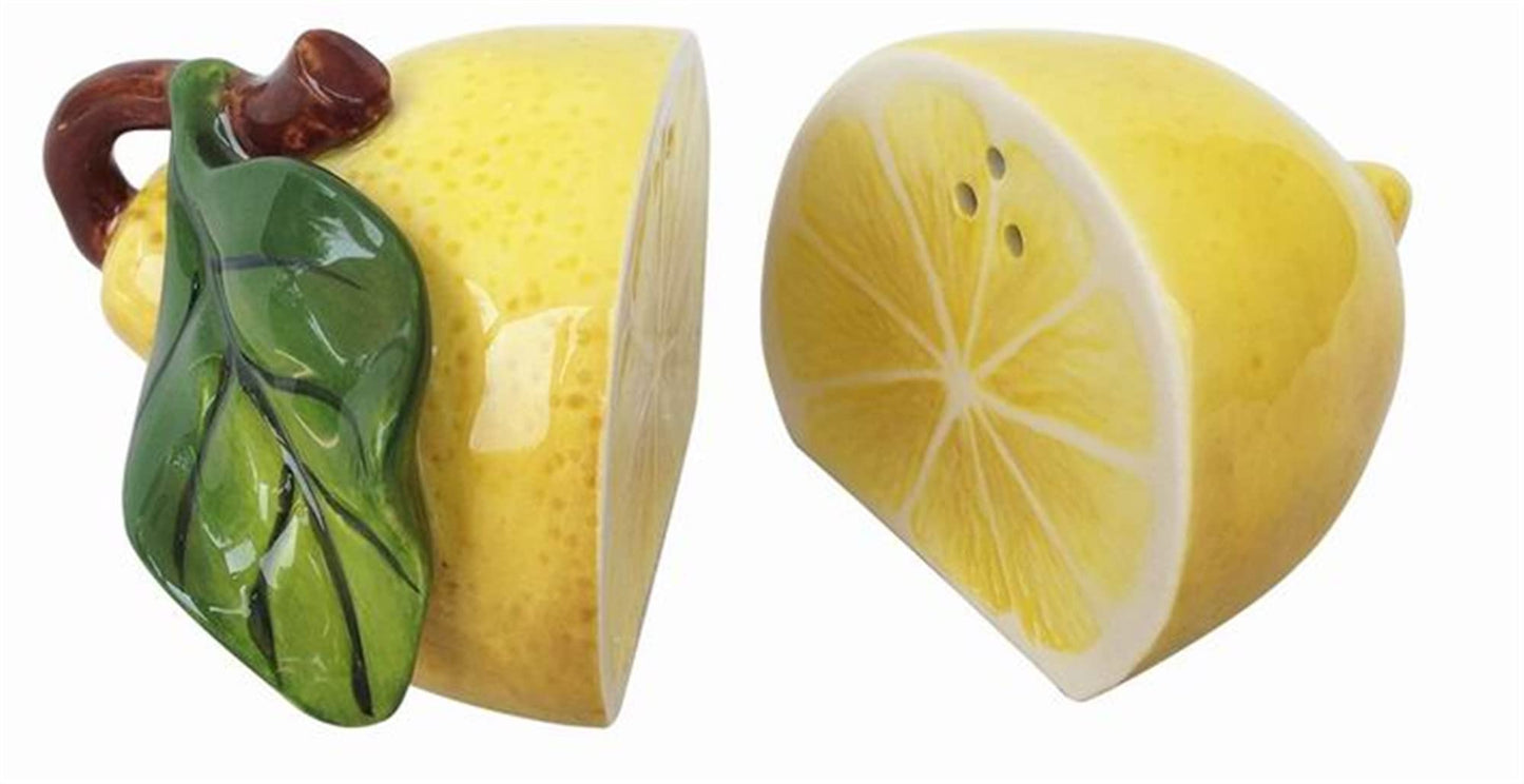 Blue Sky Ceramic Lemon Salt and Pepper Set, 5-inch Length, Set of 2