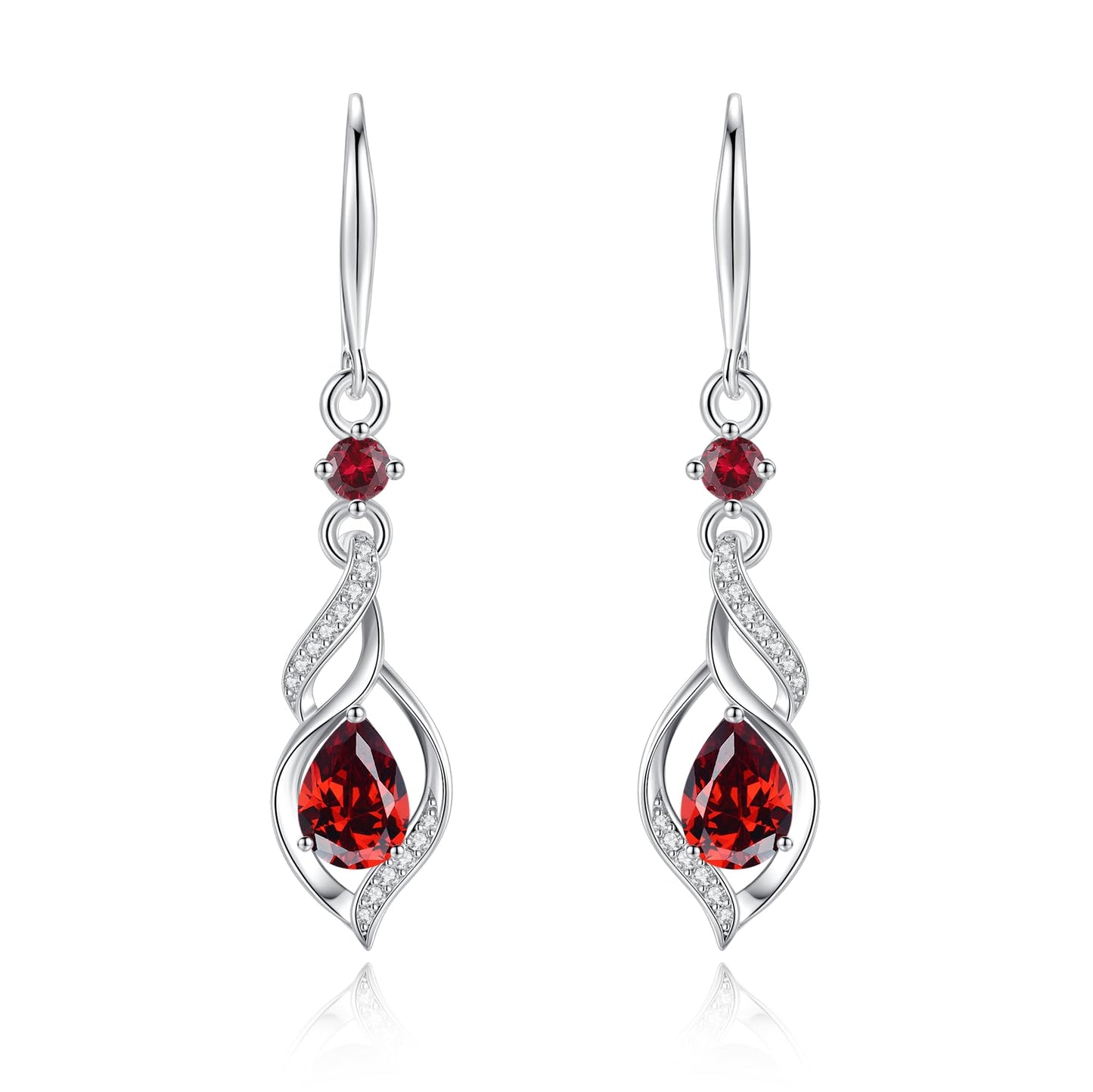 FANCIME Gift for Women January Birthstone Dangle Earrings for Women Teardrop Garnet Earrings S925 Sterling Silver infinity Love Birthday Gifts for Mom Women