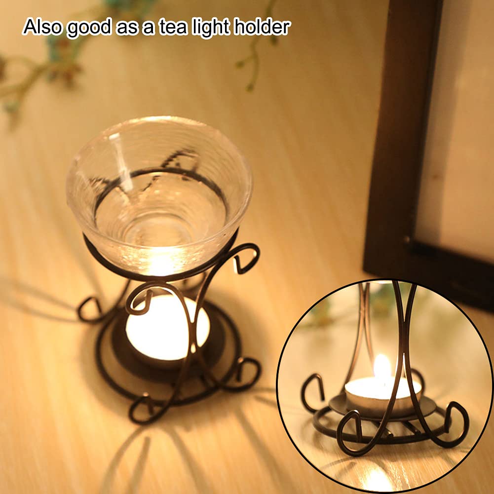 Mimeela Tealight Wax Warmer Oil Burner, Iron Wax Melter Tea Light Holder, Wax Melt Burner Candle Wax Warmer Non Electric Oil Warmer (Pink)