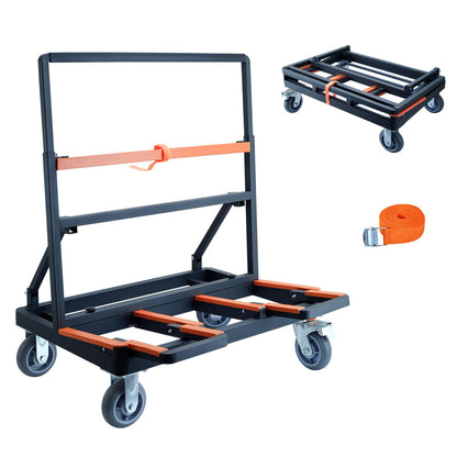 Shunwsw Upgrade Folding Drywall Cart Heavy Duty,2200 LBS Load Capacity Drywall Dolly,Portable Panel Cart for Moving Glass Panel Sheetrock Plywood Lumber (Orange)