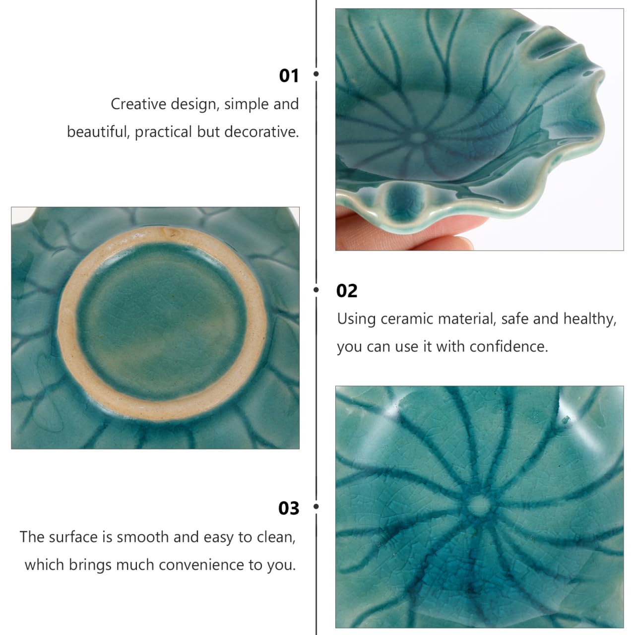 Ceramic Wax Melt Warmer Dish Replacement, Lotus Aromatherapy Oil Burner Plate, Fragrance Heating Tray for Electric Diffuser Lamp & Candle Tart Melter Blue