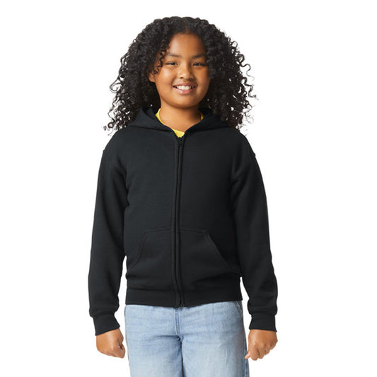 Gildan Youth Full Zip Hoodie Sweatshirt, Style G18600B, Black, X-Large