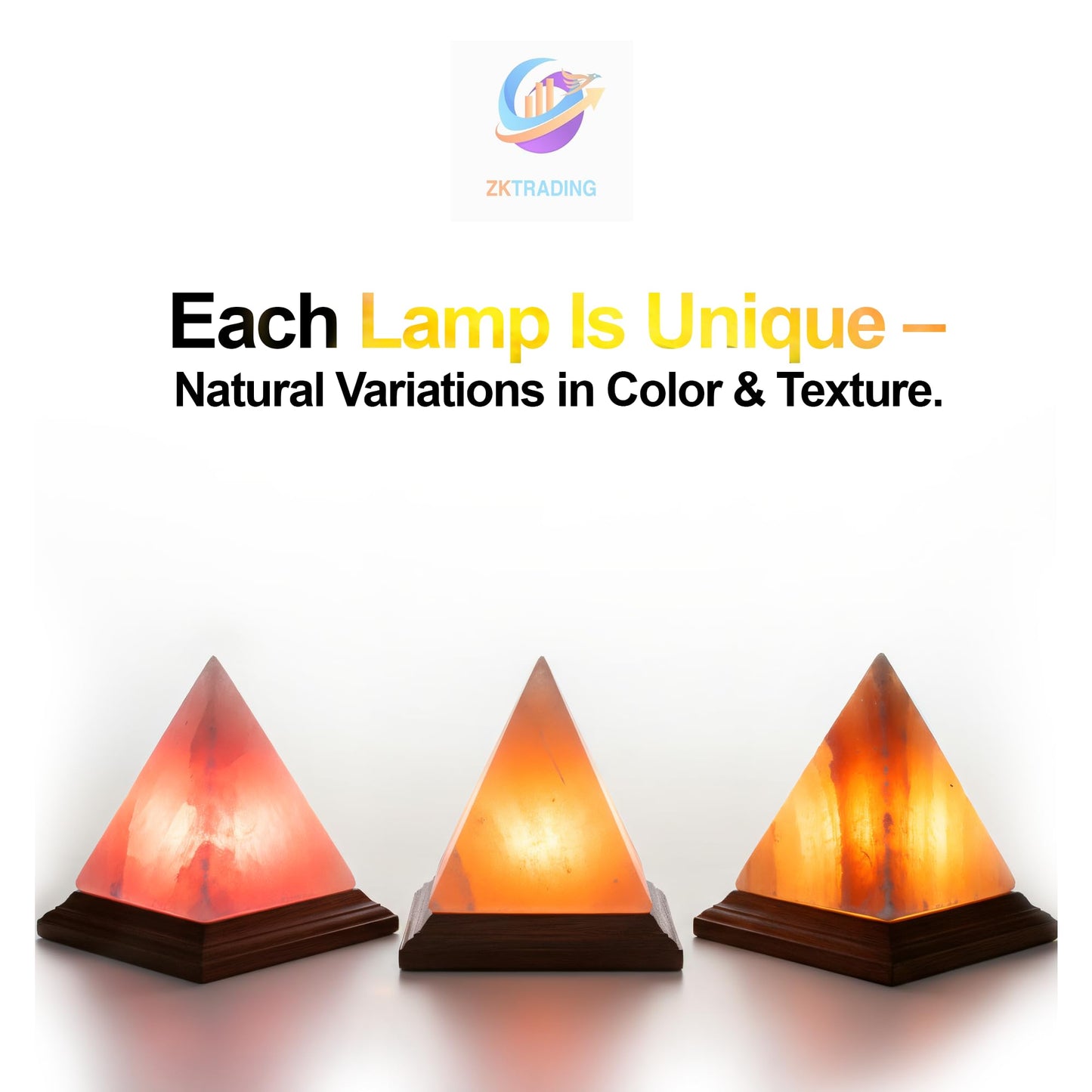 ZKTRADING Himalayan Pink Salt Pyramid Lamp 7 Inch Tall with Dimmer Switch, Handcrafted Natural Crystal Salt Lamp, Warm Yellow Glow Night Light for Bedroom, Office & Home Decor Gift