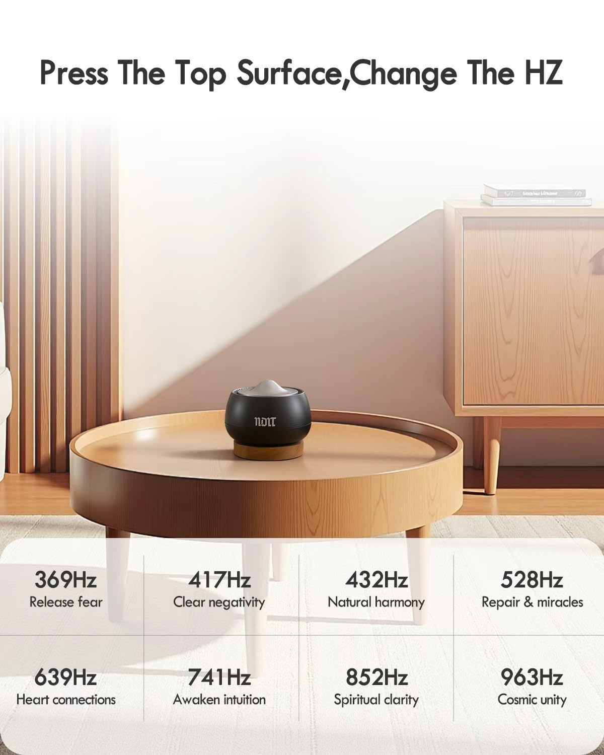 Portable Electronic Tibetan Singing Bowl, 8 Healing Frequencies (369-963Hz), Auto/Manual Mode, Vibration & Timer - USB-C Rechargeable Meditation Device for Yoga, Relaxation, Reiki, Best Gift Choice
