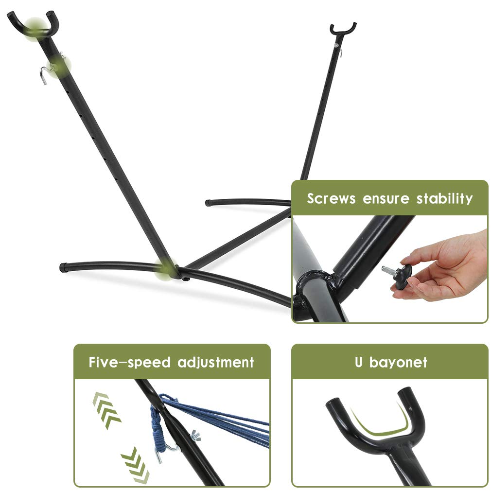 Her Majesty Hammock Portable Durable and Stable Best Stands for Indoor or Outdoor, Backyard Decor Bed Lawn Garden Steel Premium Carrying Case Patio Hammock Stand