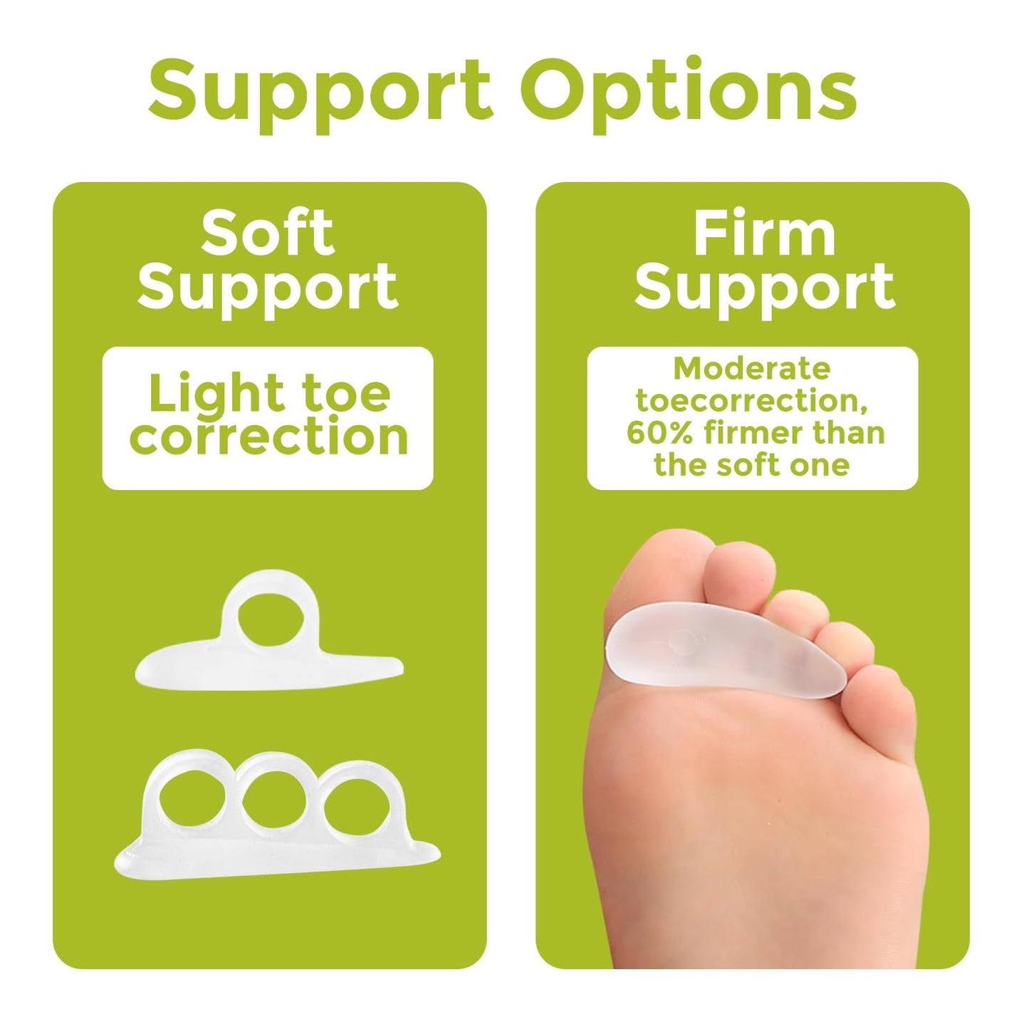 Bukihome Hammertoe Corrector Gel Toe Straighteners - 12 pcs Support Crest for Women & Men - Realign Bent, Crooked, Curled, Claw, Hammer Toes - Clear,Multi-Size
