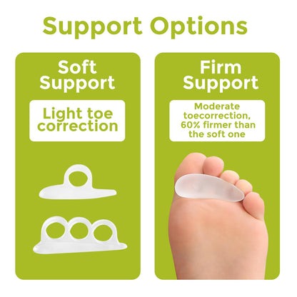 Bukihome Hammertoe Corrector Gel Toe Straighteners - 12 pcs Support Crest for Women & Men - Realign Bent, Crooked, Curled, Claw, Hammer Toes - Clear,Multi-Size