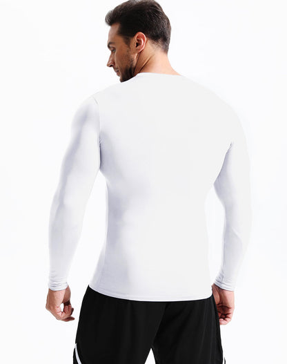 NELEUS Men's 3 Pack Workout Athletic Shirt Long Sleeve Compression Shirts,5020 Black/Grey/White,XL