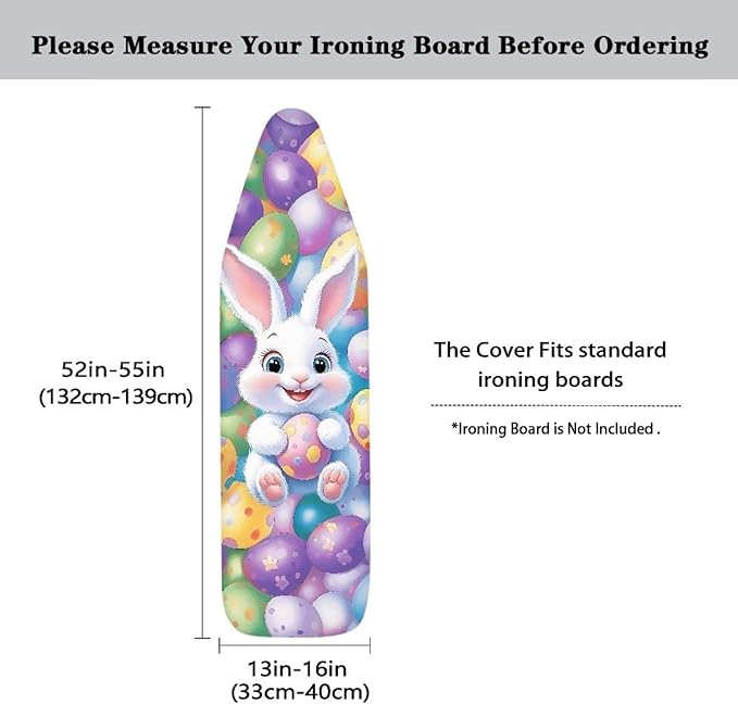 Sprowallow Colorful Egg Rabbit Ironing Board Cover and Pad 15x54 Inch Standard