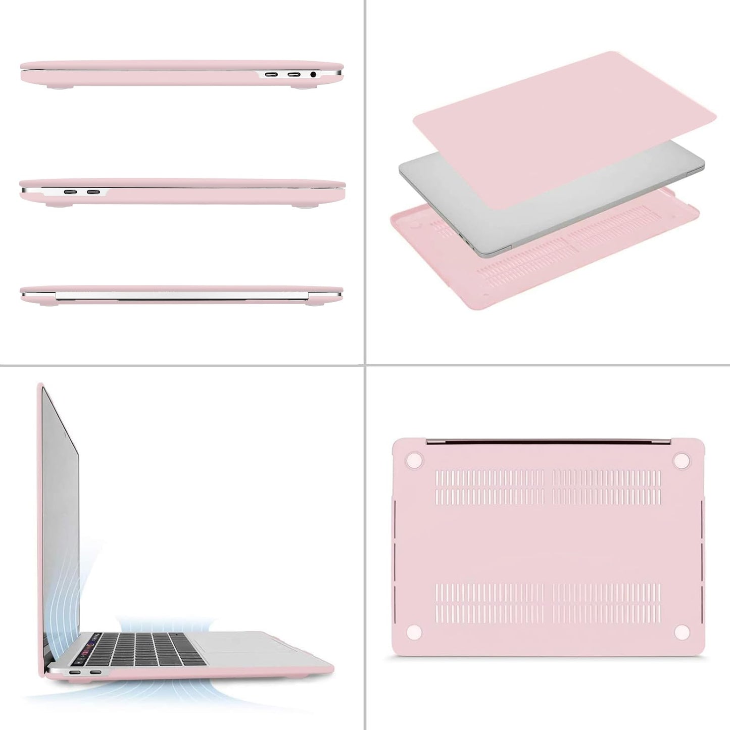 MOSISO Compatible with MacBook Pro 13 inch Case M2 M1 2025 2024 2023 2022-2016 A2338 A2289 A2251 A2159 A1989 A1706 A1708, Plastic Hard Shell Cover & Keyboard Skin & Wipe Cloth, Rose Quartz