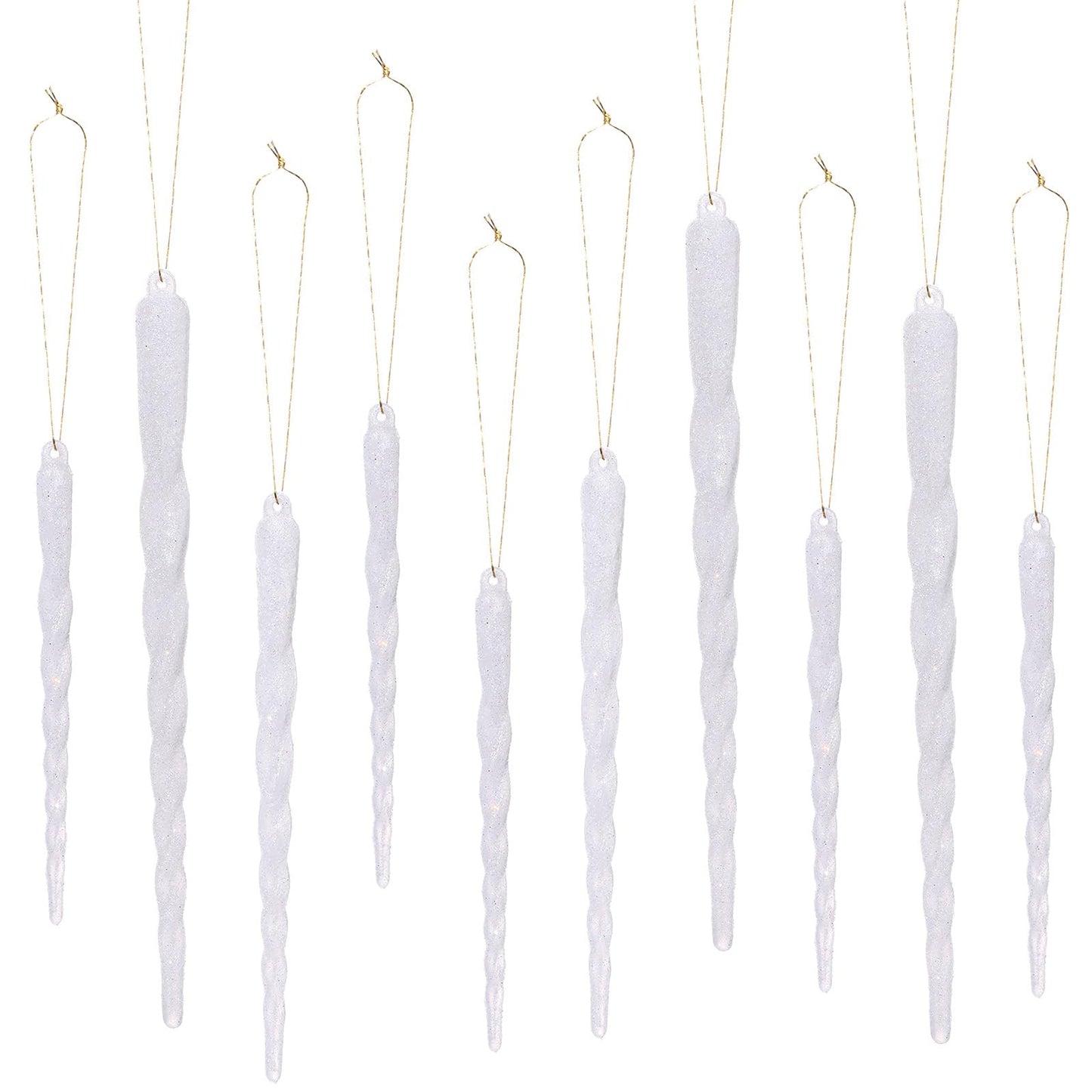 Boao 36 Pieces Icicles Ornament Set 5.12-7.8 Inch Twisted Acrylic Drop Icicle Christmas Tree Hanging Ornaments Decorations for Christmas Wedding Winter Holiday (White)