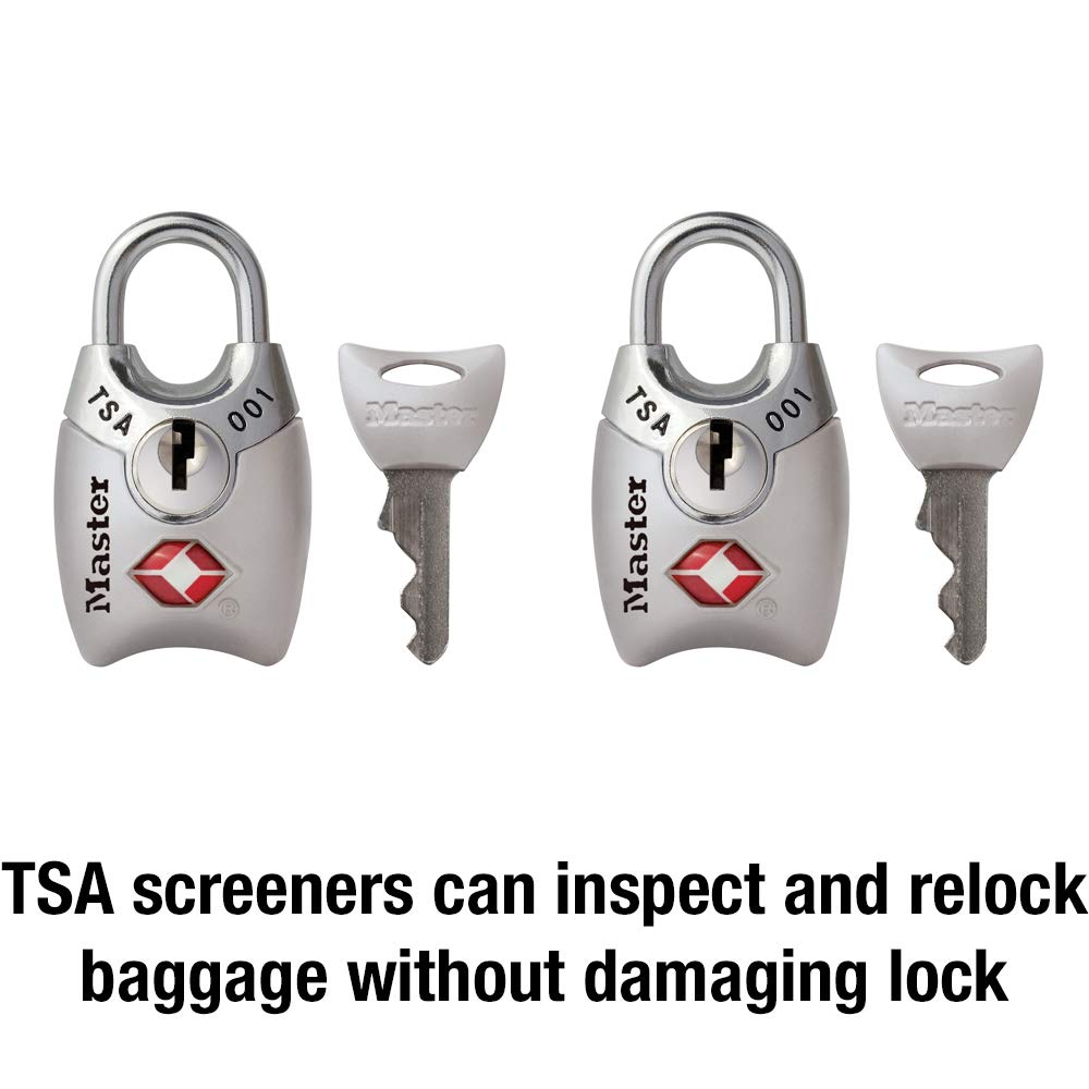 Master Lock 4689T TSA Approved Keyed Lock, 2 Pack, Colors May Vary & 4688D Set Your Own Combination TSA Approved Luggage Lock, 1 Pack, Blue