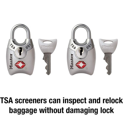 Master Lock 4689T TSA Approved Keyed Lock, 2 Pack, Colors May Vary & 4688D Set Your Own Combination TSA Approved Luggage Lock, 1 Pack, Blue