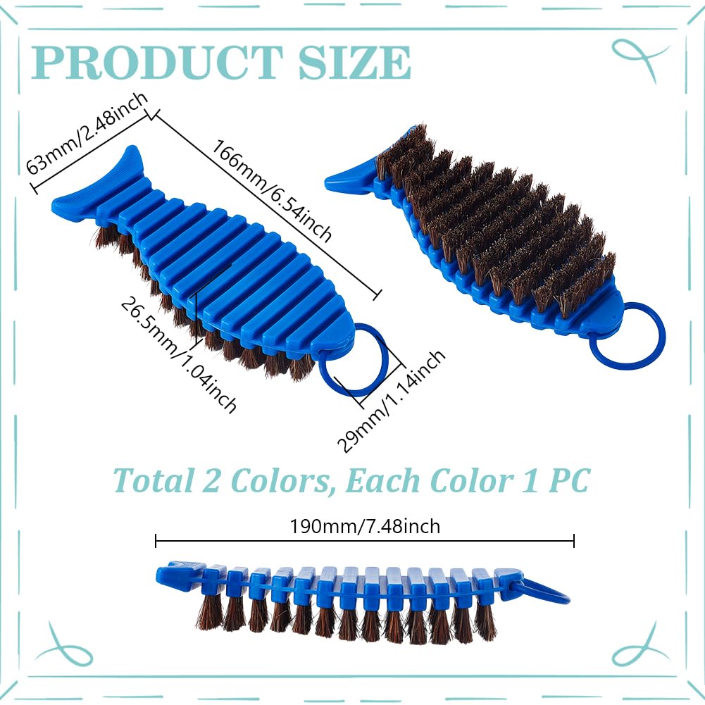 AHANDMAKER 2 Pcs 2 Colors Barbell Brush Barbell Cleaning Kit Nylon Brushes Weightlifting Bar Flexible Cleaner Rust Chalk Remover for Strength Training Bars Dumbbells Weight Trays Exercise Equipment