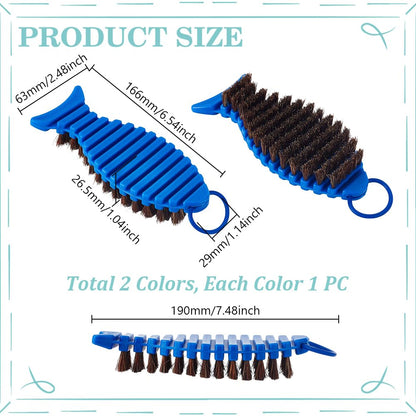 AHANDMAKER 2 Pcs 2 Colors Barbell Brush Barbell Cleaning Kit Nylon Brushes Weightlifting Bar Flexible Cleaner Rust Chalk Remover for Strength Training Bars Dumbbells Weight Trays Exercise Equipment