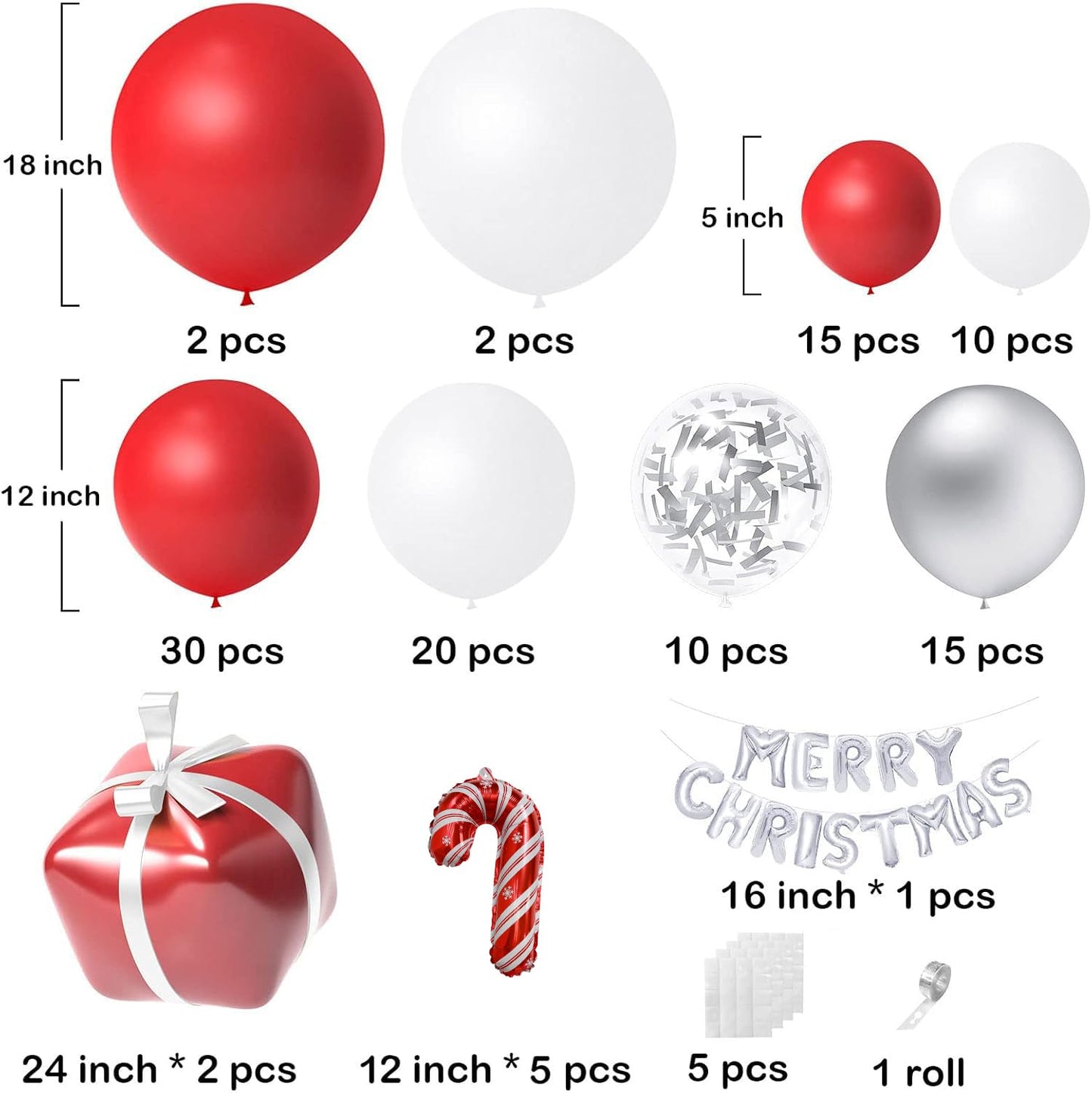 Christmas Balloon Arch Kit Christma Red And White Balloon Garland Kit With Gift Box Balloons Merry christmas Foil Balloons For Christmas Party Decorations Xmas Holiday New Year Party Supplies