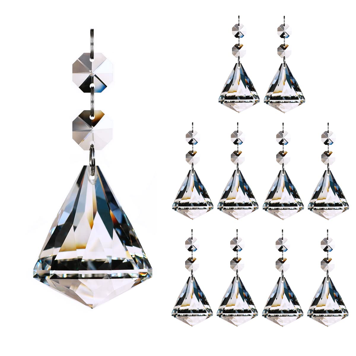 GOLDENHAITAI 10pcs Crystal Ball Prisms Chandelier Parts Pendant, Hanging Glass Crystals Suncatcher for Window Decoration Clear 40mm