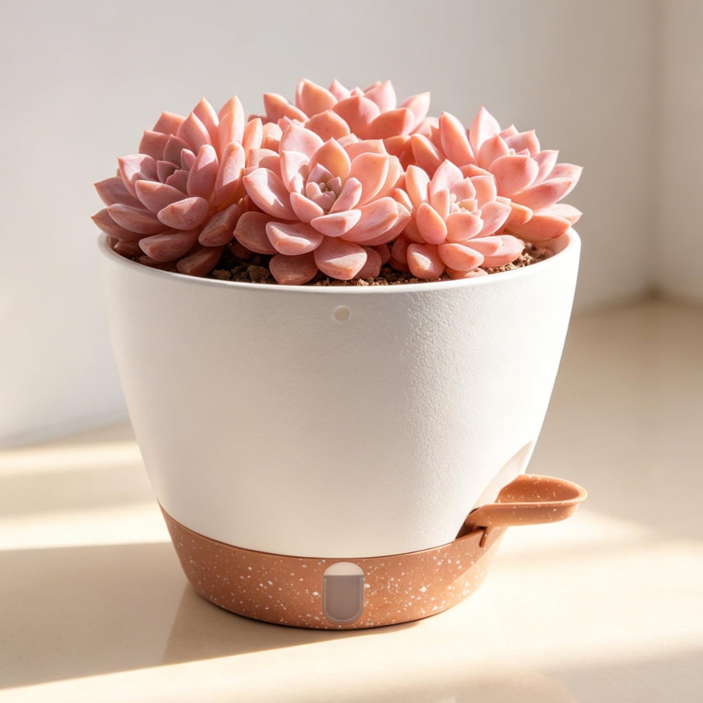 Heyfriday 3 Pack 8/9/10 Inch Hanging Self Watering Pots for Indoor/Outdoor Plants with Deep Reservoir,Drainage Holes,Water Level Indicator,Modern Decorative Flower Pots with Removable Hooks(White)