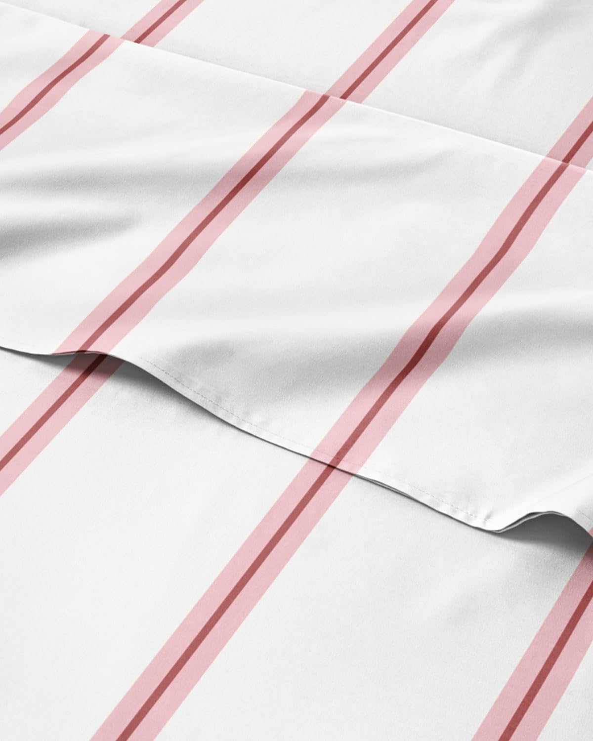 Striped Sheets - Red & White Striped Sheets - 1 Flat & 1 Fitted & 2 Pillowcases w/ Deep Pockets – Wrinkle & Fade Free - Ultra-Soft, Breathable & Cooling – Luxury Pinstripe Bedding - Queen Size Bed Set