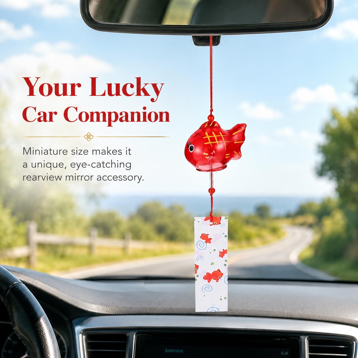 HEMOTON Japanese Wind Chime, Glass Lucky Wind Bell, Glass Windchimes Bells Suncatcher Lucky Feng Shui Hanging Ornament for Indoor Outdoor Patio Home Garden Decor