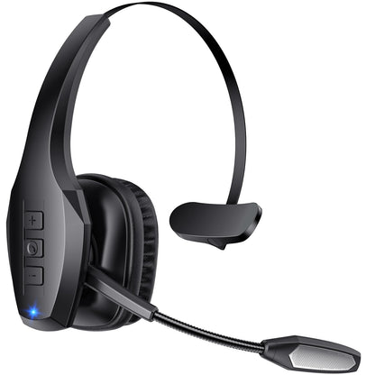 Trucker Bluetooth Headset, Wireless Headset with Mic, Bluetooth Headsets with Dual Noise Cancelling Microphone & Mute Button, 55Hrs Working Time PC Headsets for Cell Phones, Computer, Truck Driver