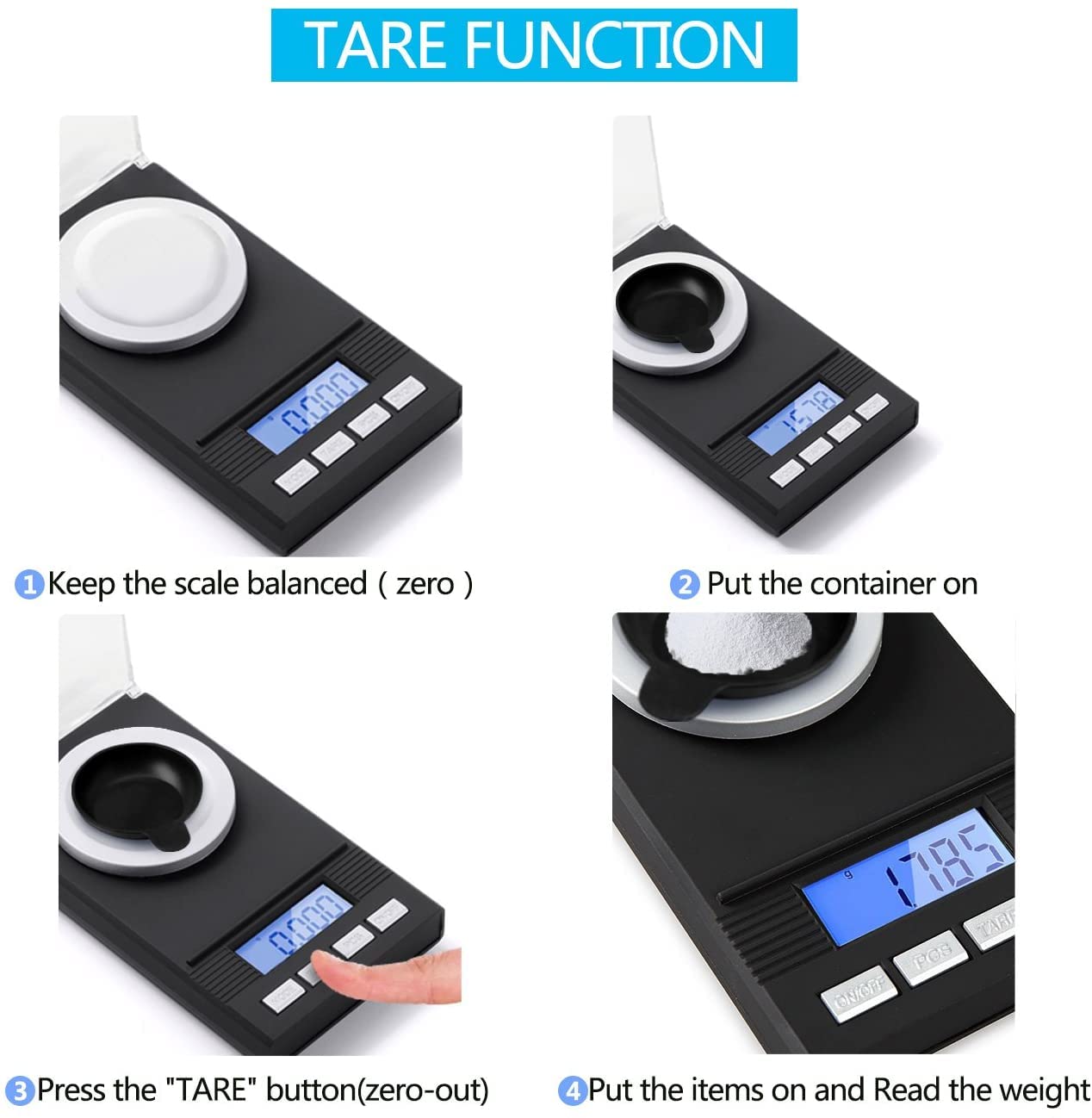 Hotloop High Precision Scales 50 x 0.001g Professional Digital Milligram Scale Pocket Scale Laboratory Letter Gold Jewelry Scale with Tweezer, Calibration Weight and Weighing Pan, Battery Included