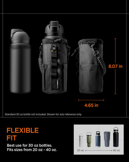 Spigen Life Magnetic Gym Bag for Men Tumbler Carrier Holder Bag for 20oz–40oz Water Bottles w/Molle System, Phone Pocket, Drawstring/Cord Lock, D-Ring Strap, Waterproof – Black