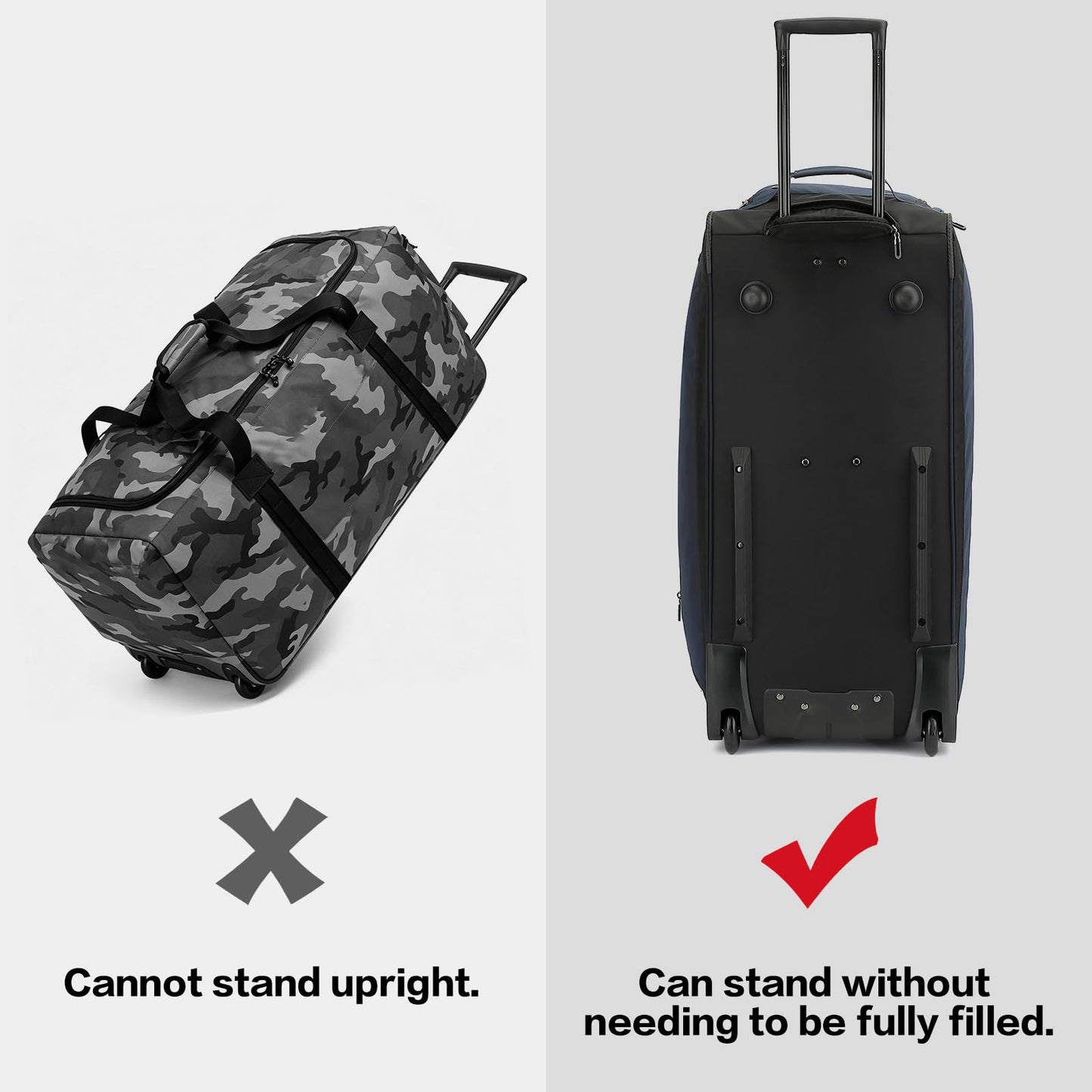 TONRUYN Large Rolling Duffle Bag with Wheels and Handle 85L 29 inch Travel Duffel Bag for Men Women with Shoe Compartment & Wet Pocket, 2 Wheeled Checked Luggage for Business Travel Long Trips, Blue
