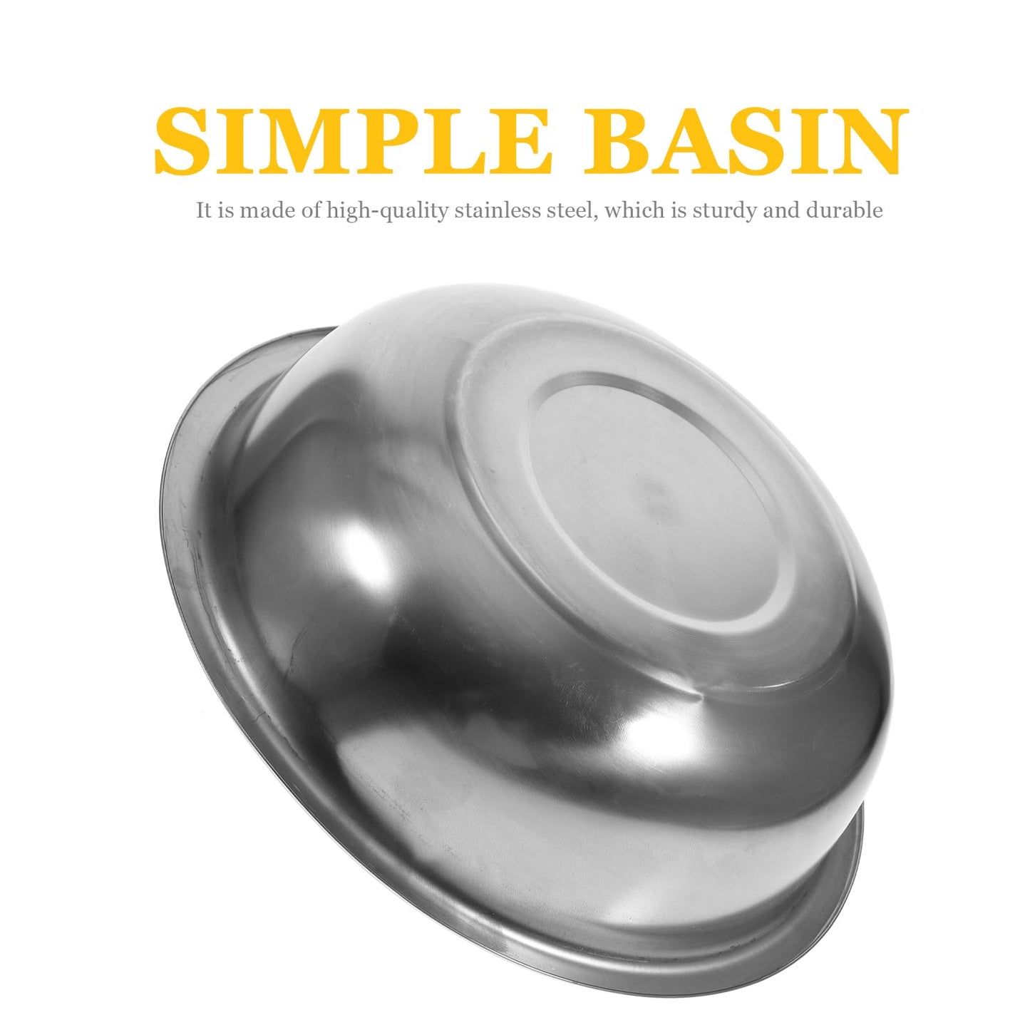 UPKOCH Stainless Steel Basin 10.62 Inch Multipurpose Kitchen Soup Bowl for Mixing Egg Beating Flour Vegetable Washing and Food Prep