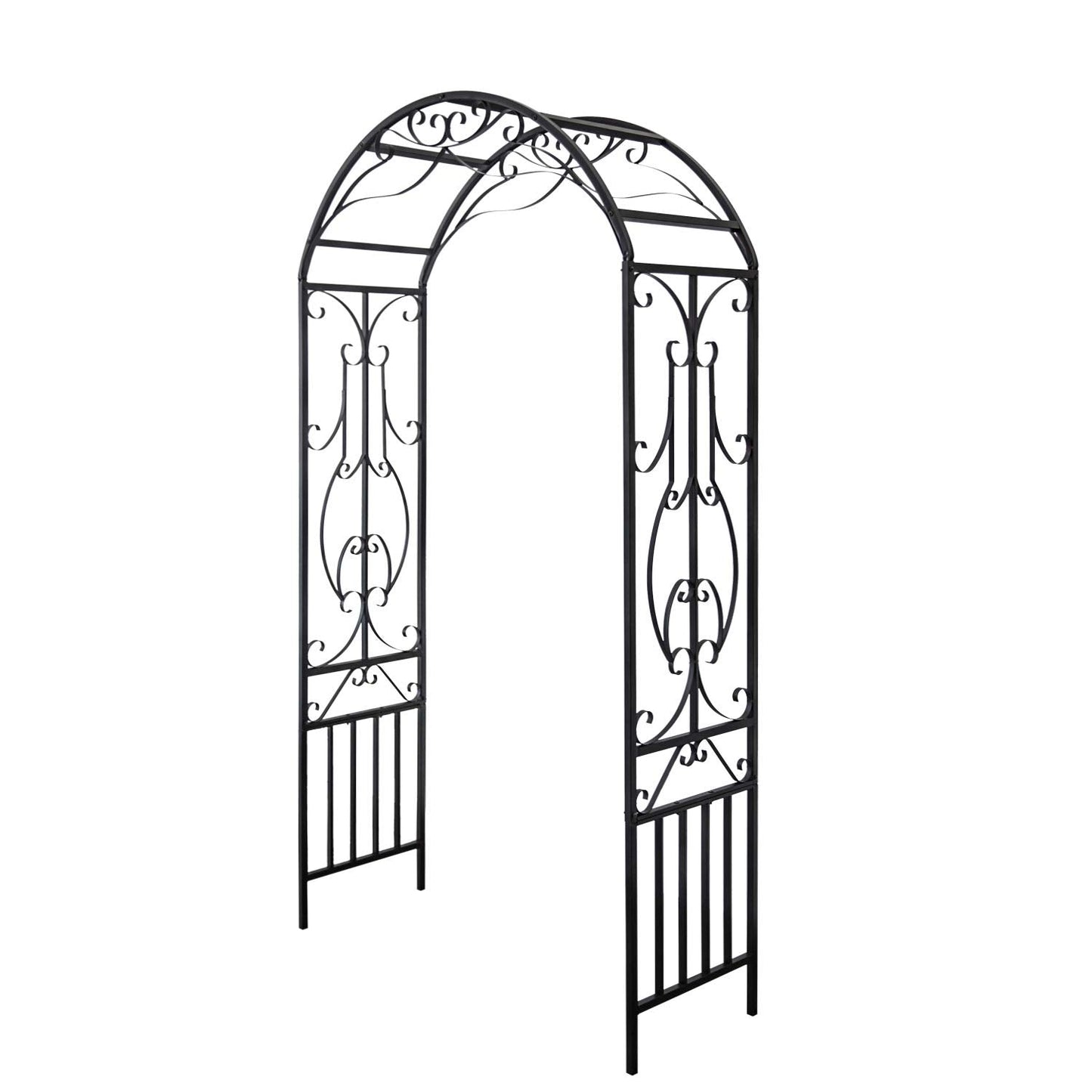 kinbor Garden Arches and Arbors Outdoor Black Metal Arbor for Climbing Plants Vines Roses Wedding Archway