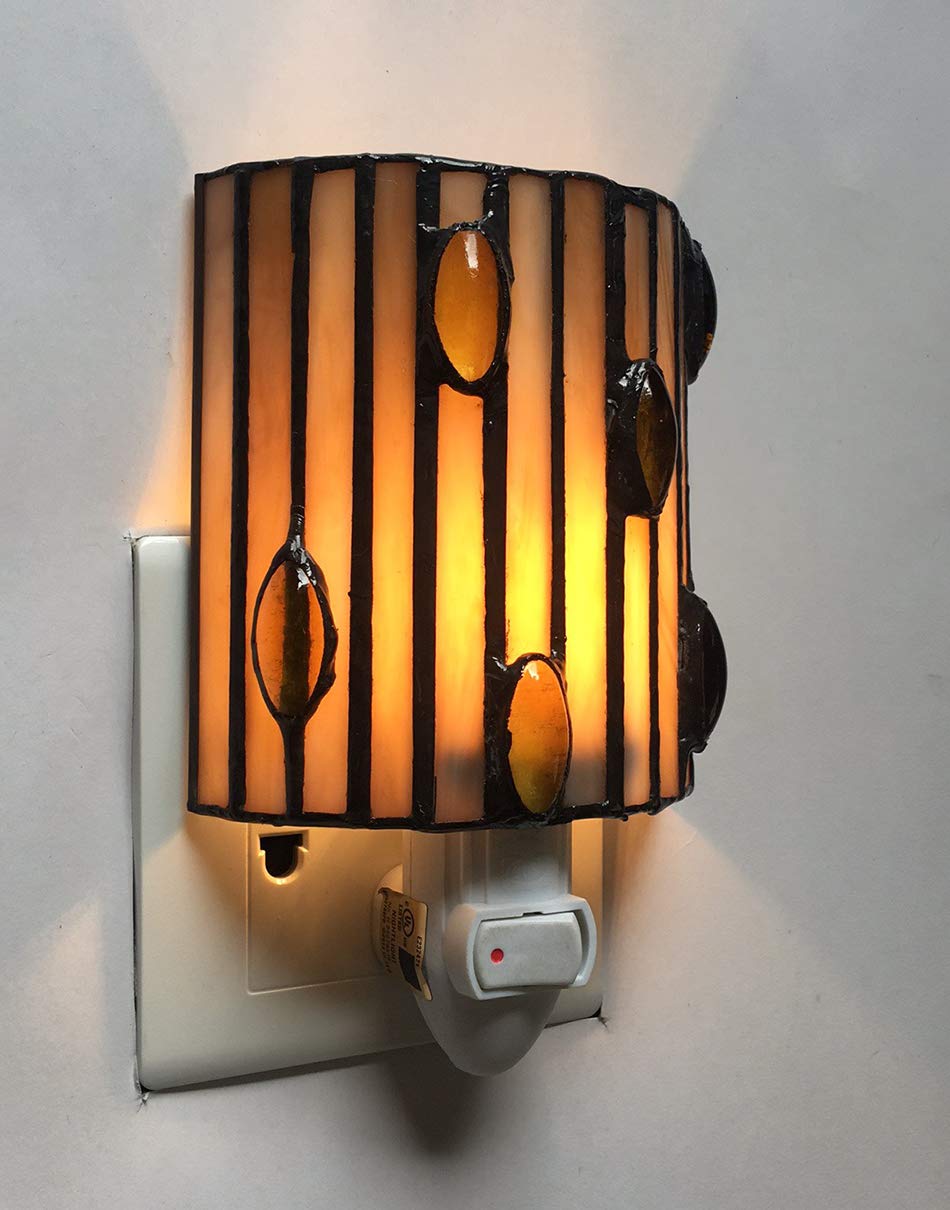 Tiffany Glass Night Light, HMJ7004, Stained Glass Bedroom Study Night Light, Size: 5"*5"*6"