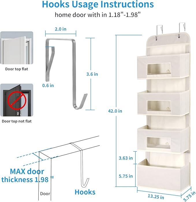 MAX Houser 4-Shelf Over The Door Hanging Organizer