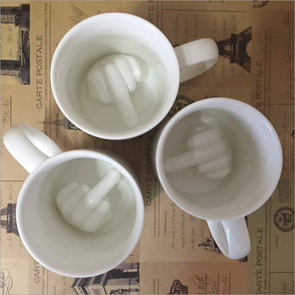 Up Yours Mug Thumbs Up Ceramic Middle Finger Coffee Cup 14 Ounces Milk Tea Funny Coffee Gift Mug for New Year, Christmas, Halloween and Birthday