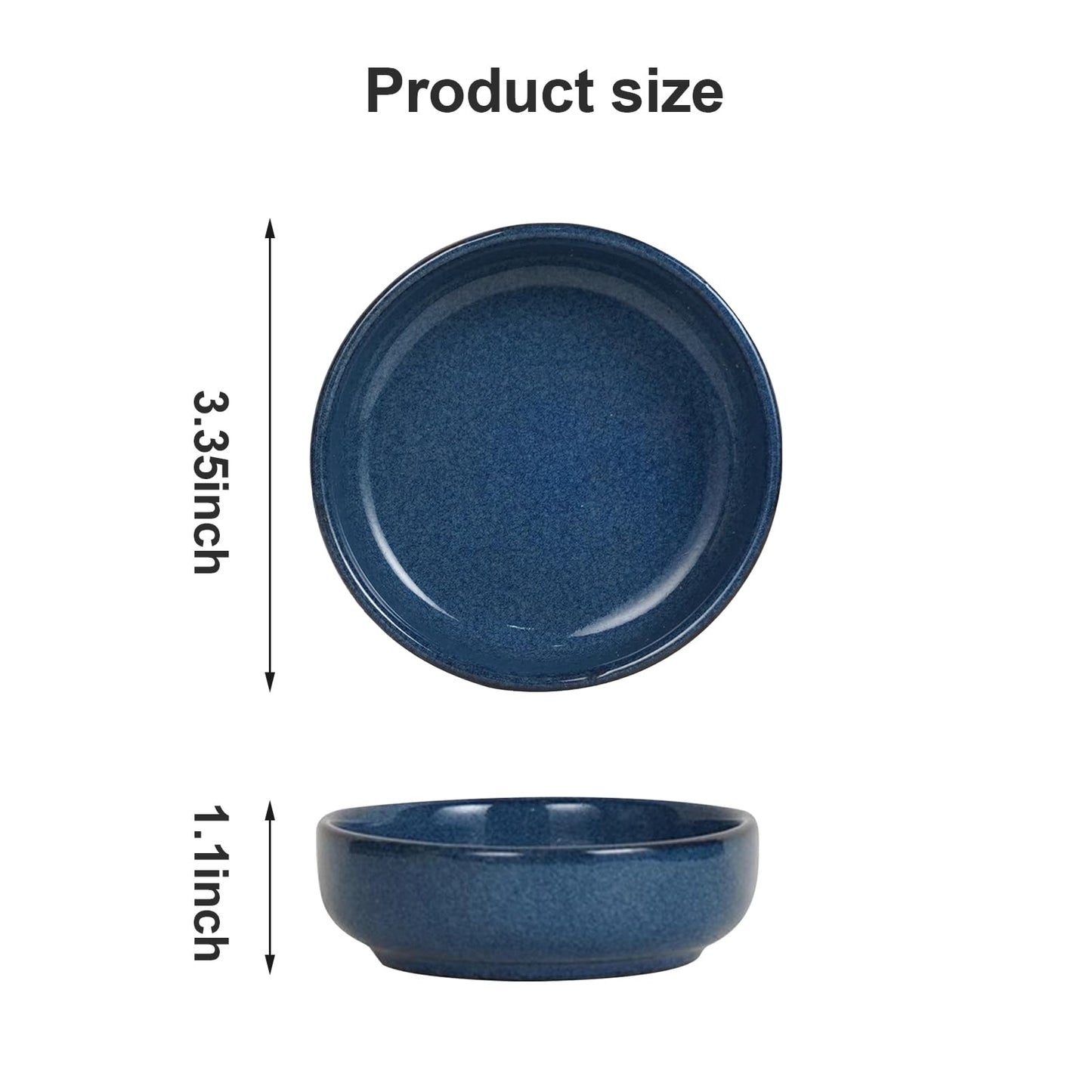 Fitzkor 3.25 Inch- Set of 6 Dipping Bowls, Ceramic Soy Sauce Dipping Dish set, Chip and Dip bowl, Serving bowl for side dish, Mini Appetizer Plates for Condiment Sushi Ketchup