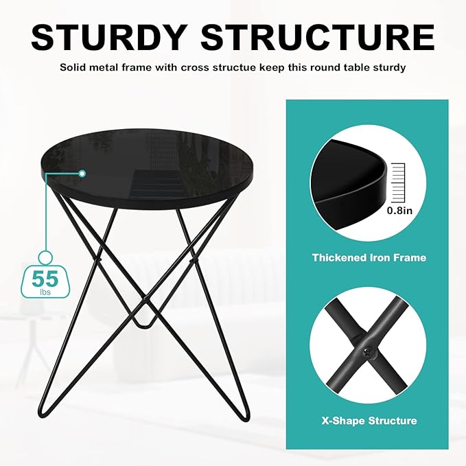 HLR Modern Round Side Table, End Table