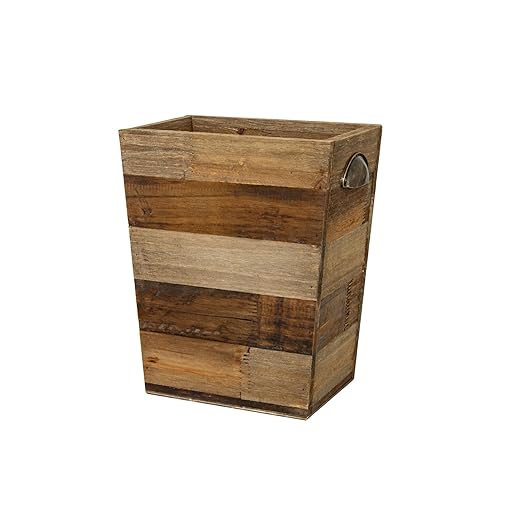 Small Wood Trash Can, Farmhouse Rectangular Garbage Can Waste Basket, Rustic
