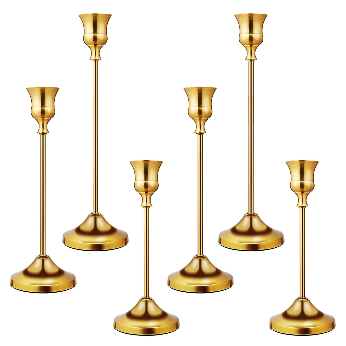 Candlestick Holders 6 PCS Metal Taper Candle Holders, KSWING Gold Candle Stick Holders Set, Perfect for Table Centerpiece Mantel Party Wedding Christmas Home Decor, Set of 6