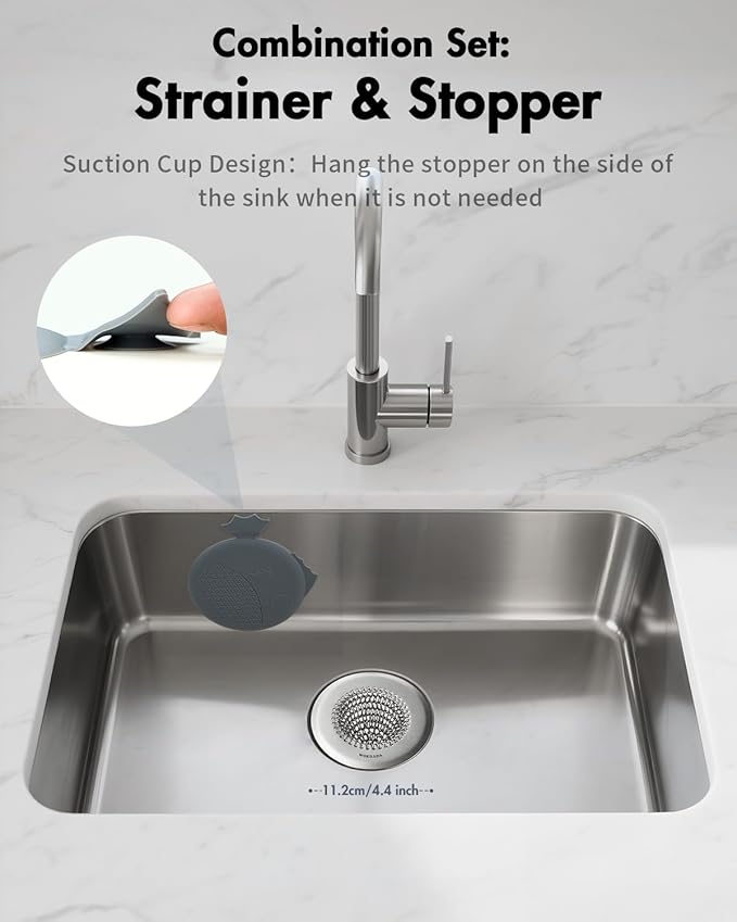 Sink Drain Strainer&Stopper, Anti-Slip Flexible Mesh Sink Strainer