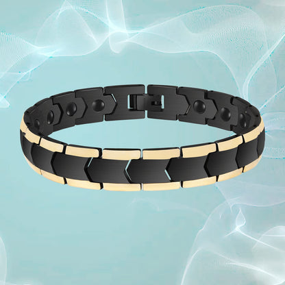 EUMENIDES Magnetic Bracelet, Titanium Steel Magnetic Bracelet, Anti-Static， (Black Gold)