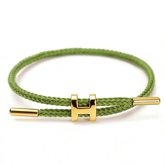PPbuky Steel Bracelet Link, Adjustable H-shape Wire Rope Bracelet, Lucky Jewelry with Titanium Buckle for Birthday, Valentine's, Graduation, Fashion Gift for Women, Men, Lovers, Friends, Green