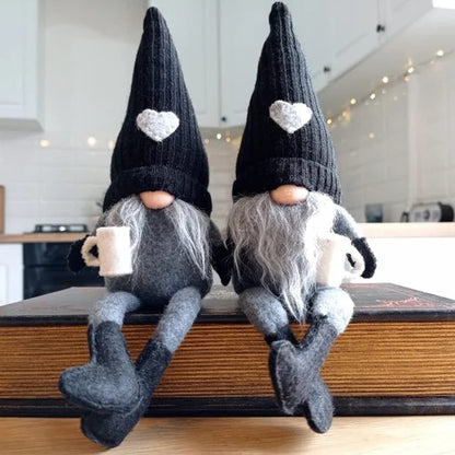 JstDoit 2 Pcs Coffee Gnomes Plush Bar Decor, Handmade Swedish Tomte Gnomes Gifts Farmhouse Scandinavian Figurine Gnome for Home Kitchen Coffee Station Table Shelf Decor