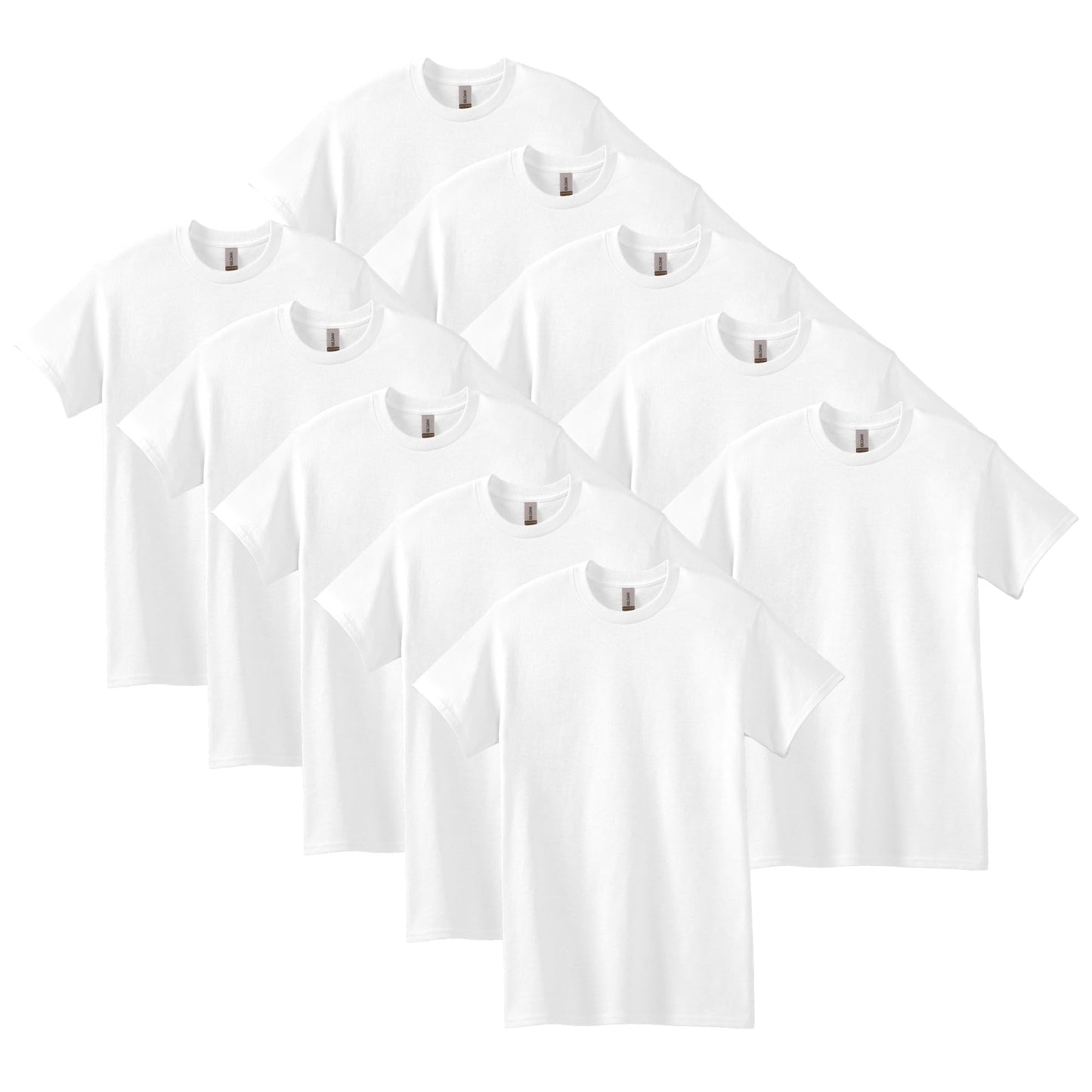 Gildan Men's 10-Pack Heavy Cotton Adult T-Shirt (G5000), White, Medium