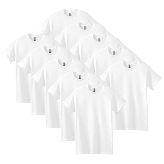 Gildan Men's 10-Pack Heavy Cotton Adult T-Shirt (G5000), White, Medium