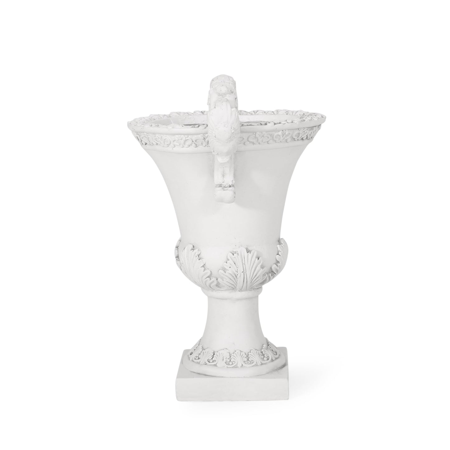 Christopher Knight Home Jorine Patio Planter, Light Concrete Planter, Mid-Centry Gadern Urn, Floral Relif Design, Large Garden Pot, Flower Urn with Drainage Hole for Backyard Home, Antique White